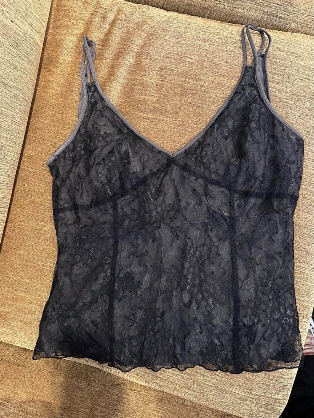 Whimsigoth Silk Subversive Double Strap Floral Mesh Cami Tank Medium